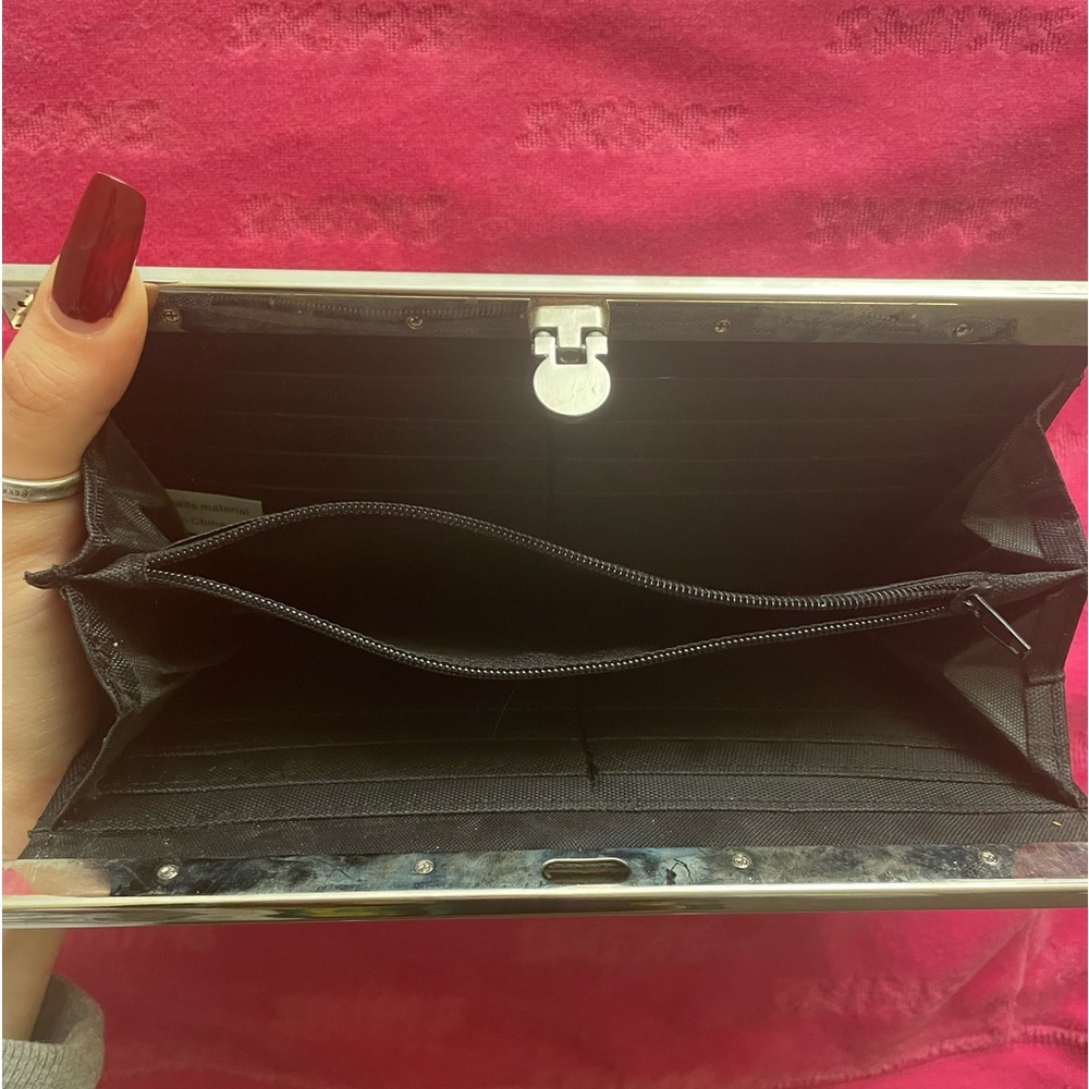 3 for $12 Black and Silver 2010’s Glitter Flat Clutch Wallet Skinny Slim Profile - Picture 4 of 4